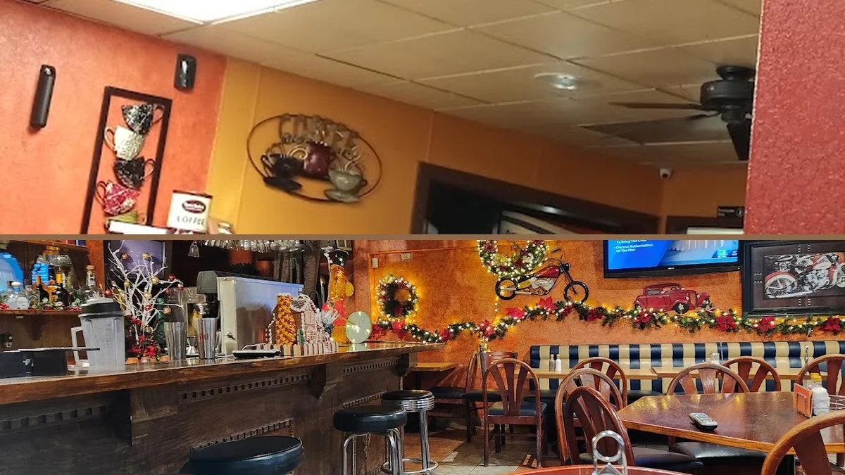 Mexican restaurant interior with warm, simple decor.