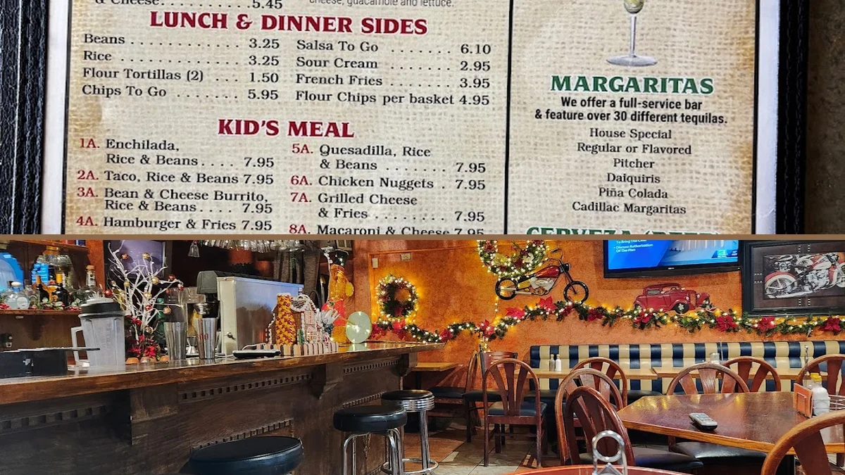 Mexican restaurant interior with warm, simple decor.