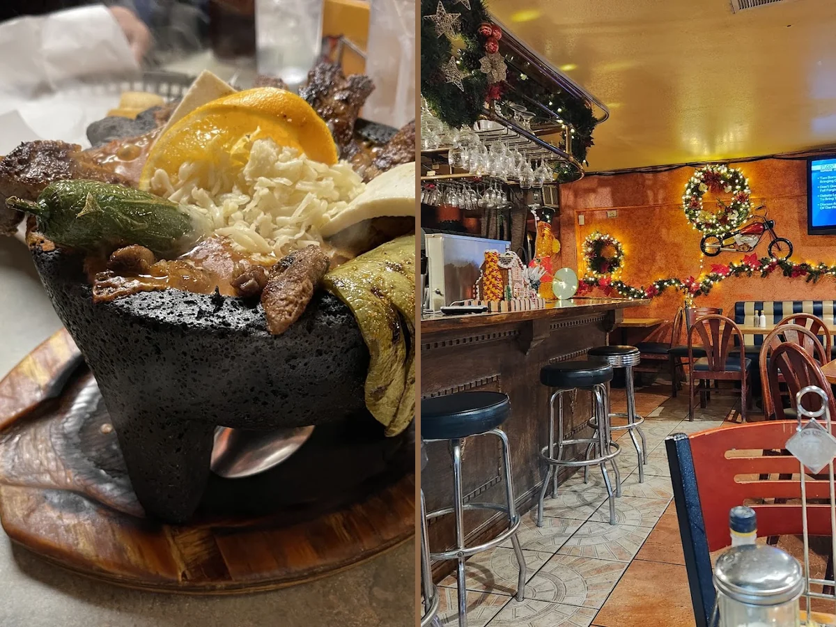 Seating inside a Ceres Mexican restaurant.